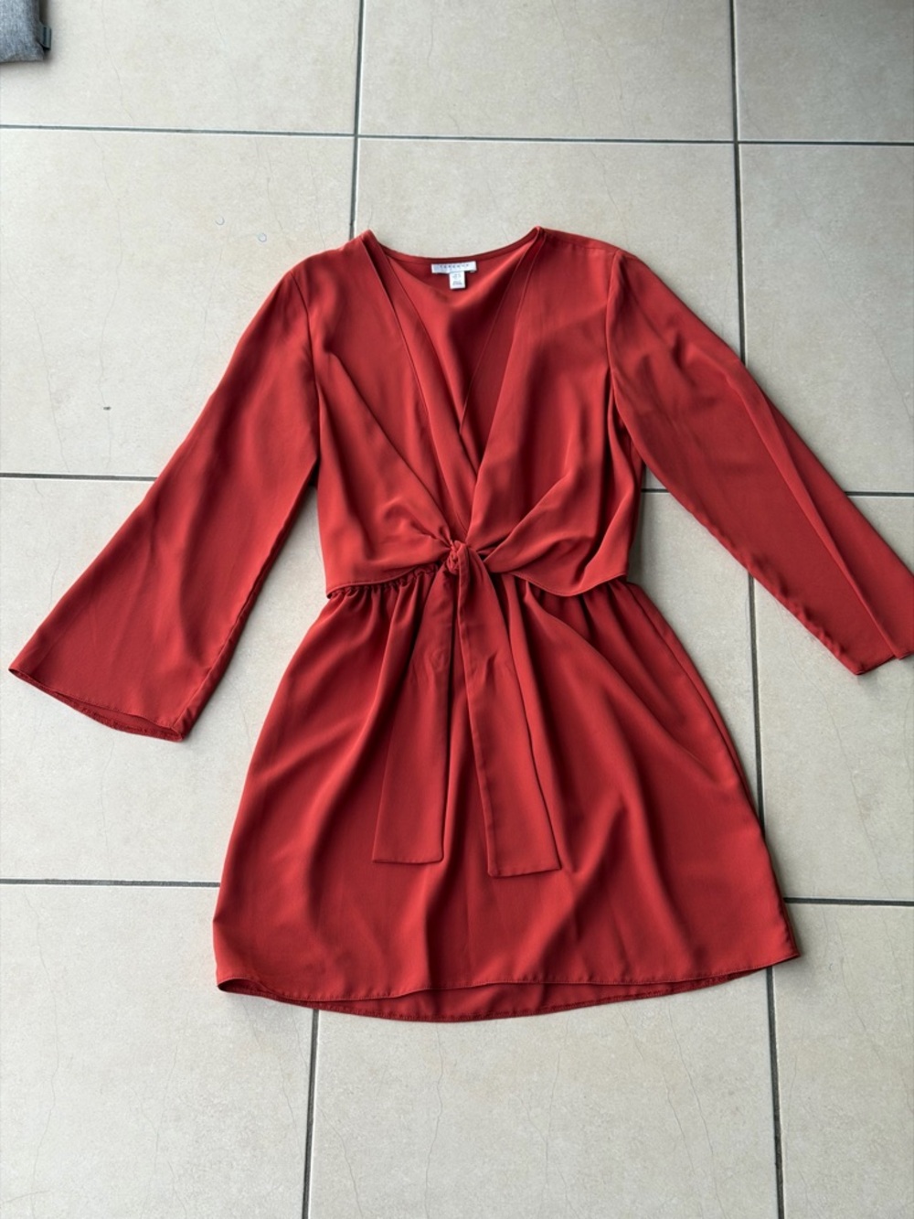 Topshop Rust Tie-Front Satin Mini Dress